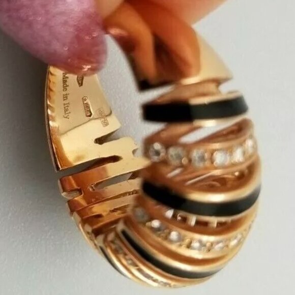 Rare Made in Italy Damiani 18K Rose gold Diamond Onyx Dome Ring Sz 6,5/7 - Picture 10 of 14